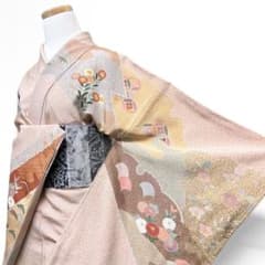 金駒刺繍 刺繍 訪問着 たたき染め 雪輪 菊花 花菱 着物 015b p - メルカリ
