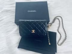 CHANEL チェーンウォレット AP1450 黒 ココボール付きのサムネイル