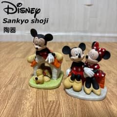 ディズニー 三協商事 陶器 置き物 レトロ フィギュア ミッキー ミニー