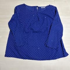 ニームエニーム　ブルー　長袖シャツ　ドット　コットン　古着　春　夏のサムネイル
