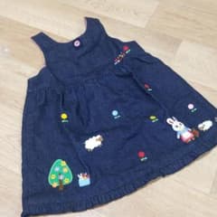 未使用 ミキハウス 90 デニムワンピースのサムネイル