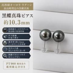 真科研最高峰オーロラ•ラグーン 南洋黒蝶真珠 10.3mm PT900 ピアスのサムネイル