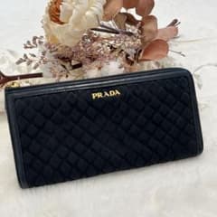 PRADA プラダ キルティング L字ファスナー 長財布 ブラック - メルカリ