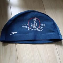 Speedo スイムキャップ ネイビー アンカー柄