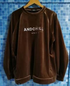 美品未使用 えびすじゃっぷ】完売 ANDCHILL 別珍 ベロア トレーナー 
