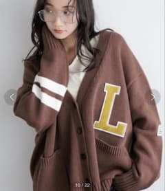 【未使用】LOWRYS FARM ワッペンレタードカーディガン