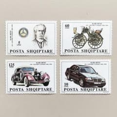 外国切手4枚（アルバニア：カール・ベンツ誕生150年記念