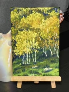 金色の秋」 手描き 油絵 風景画 原画 肉筆 油彩画 印象派 - メルカリ