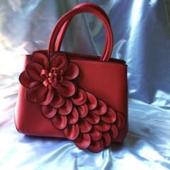 NICOLE ＆DORIS　フラワーモチーフ レッド 2wayハンドバッグのサムネイル