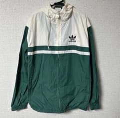 adidas ナイロンジャケット グリーン/ホワイト セットアップ（Sサイズ