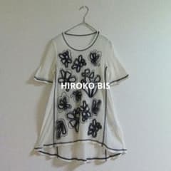 ヒロコ ビス ☆ ウール チュニック 花柄 9 日本製 長袖 HIROKOBIS 花柄カットジャカードチュニック ／洗える | HIROKO BIS (Women