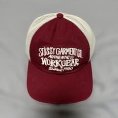 STÜSSY WORKGEAR メッシュキャップ 赤 ベージュのサムネイル