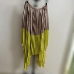 BCBGMAXAZRIA プリーツロングスカート XS ベージュ/イエローのサムネイル