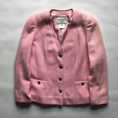 ☆CHANEL☆シャネル ノーカラーツイードジャケット ピンク 95P