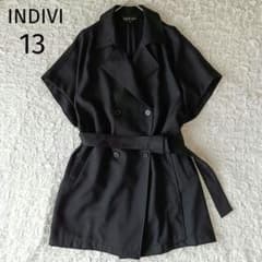 【2024】INDIVI トレンチ風 ジレ ジャケット ベスト 大きいサイズ 黒のサムネイル