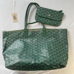 Goyard グリーン トートバッグ ポーチ付き ゴヤール サンルイPM - メルカリ