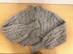 ZARA ケーブルニット ハイネックセーター グレーのサムネイル