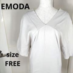 EMODA ライトグレー Vネック Tシャツ FREE バックVネック　084のサムネイル