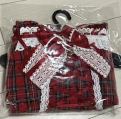 未着用 裾スカラップタータンチェックジャンパースカート＆リボン