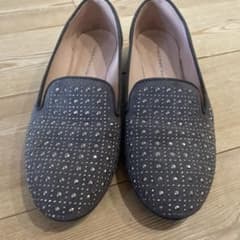 美品　FABIO RUSCONI ストーン付きフラットシューズ グレーのサムネイル