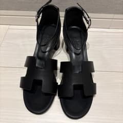 Hカット サンダル ブラック レザー 36 エルメス オアジス アンサン好きな方 Hカット サンダル ブラック レザー 36 エルメス オアジス アンサン好き