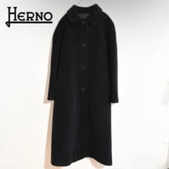 HERNO/ヘルノ】 上質ロングコート ブラック ウール×カシミヤ Lサイズ