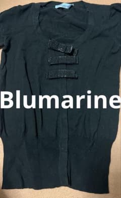 美品 Blumarine 半袖ニット スワロフスキー ビジュー装飾　リボン 美品 Blumarine 半袖ニット スワロフスキー ビジュー装飾 リボン