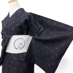 小紋 身丈154 裄64 単衣 紬 藍染 ドット文様 着物 061b - メルカリ