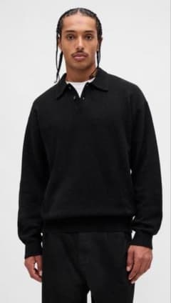 完売品　GAP カシミヤタッチ リラックスフィットポロセーター　ブラック XSのサムネイル
