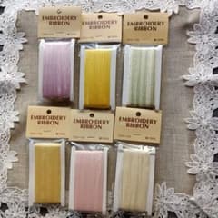エンブロイダリーリボン 刺繍リボン 絹100% 10メートル 6色セットのサムネイル