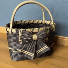 ハンドメイド エコクラフト クラフトバンド かごバッグ チャーム付