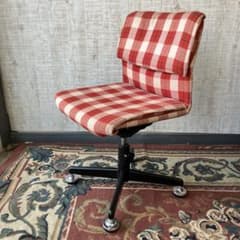 昭和レトロ ヴィンテージ コクヨ チェック柄 学習椅子 事務椅子 デスク