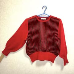 marse レナウン ウールニット M 赤黒 レトロ 肩パッドのサムネイル
