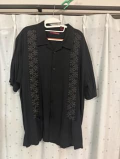 SOBRINO 半袖シャツ ブラック 刺繍入り　キューバシャツのサムネイル