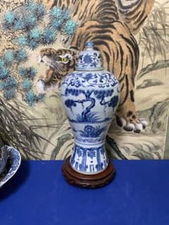 清時代 青花梅瓶 蓋付 中国美術 骨董品 - メルカリ