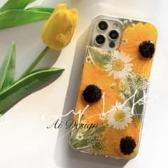 ♡ ひまわりの スマホケース 押し花ケース プレゼントギフトiphoneケースのサムネイル