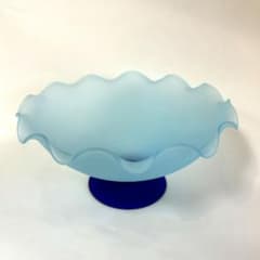 ヴィンテージ ガラス コンポート ブルー クラシカル アンティーク