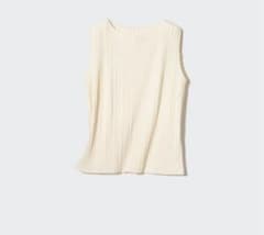 UNIQLO プリーツ ノースリーブT ホワイト　S 美品