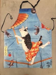 和風浮世絵風 猫 キャットデザイン エプロン フリーサイズのサムネイル