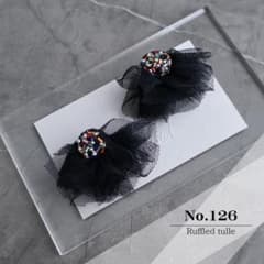 No.126 フリルチュールピアス　316L サージカルステンレス　ブラックのサムネイル