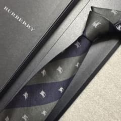 バーバリーロンドン ネクタイ 紺グレー ホース騎士 ストライプ - メルカリ