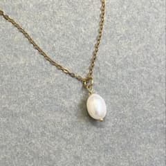 【淡水パール】一粒パールネックレス サージカルステンレス ニッケルフリーのサムネイル