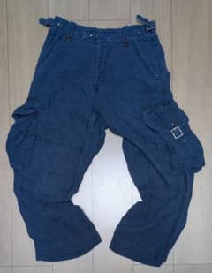 リネン タッサーシルク インディゴ カーゴパンツ ラルフローレン