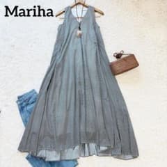 MARIHA マリハ コットンノースリーブストライプフレアワンピース 春夏