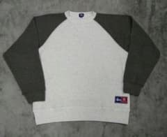 90s　アメリカ製　ステューシー　スウェット　ラグラン　ニット　無地　ツートン