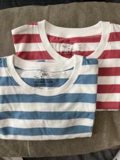 無印ボーダー半袖Tシャツ 2枚セット120.130のサムネイル