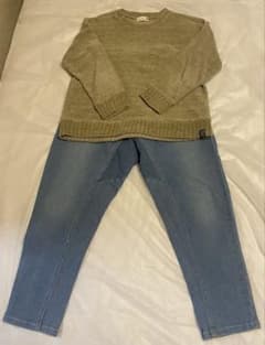 branshes 長袖カットソー140cm デニムパンツ150cm 2点セットのサムネイル
