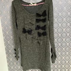 リボンいっぱいニット　杢グレーのサムネイル