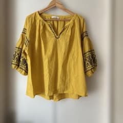 ジーナシス　JEANASIS 刺繍カットソー　イエロー黄色　未着用