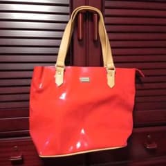 値下げ！エナメルトートバッグ　レッドのサムネイル